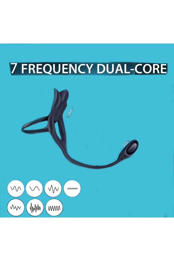 Vibrating Penis Ring Vibrator,7 Vibration Male for Men Anal Dual Core Vibrator Blue