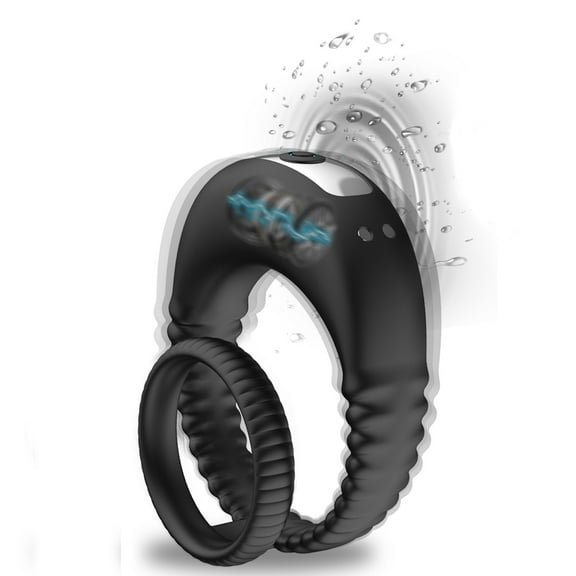 Xbonp Vibrating Penis Ring with Adjustable Buckle, Rechargable Penis Vibrator Stretchy Silicone