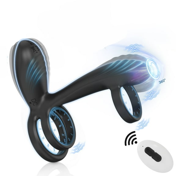 Xbonp Vibrating Ring for Men and Couples,Male Penis Ring with Remote Control Blue