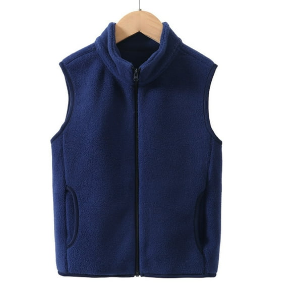 Xboschi Kids Fleece Vest Jacket Solid Color Full Zip Warm Sleeveless Outwear Coat for Boys Girls Baby Toddler