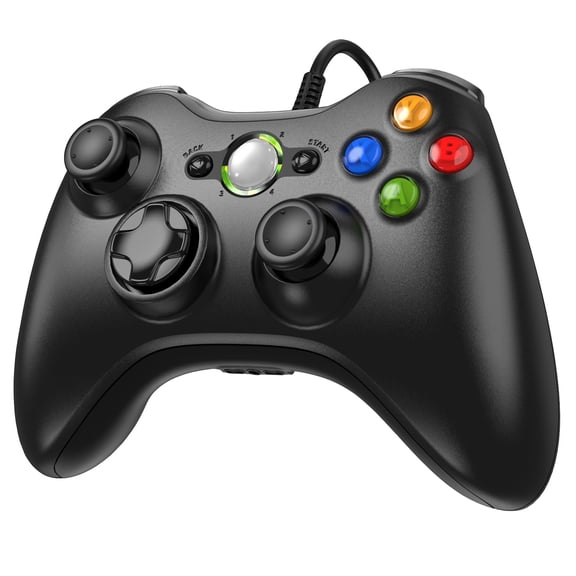 Xbox 360 Wired Controller, USB Gamepad Compatible with Xbox 360 & Slim Console and PC Windows XP/7/8/10, Enhanced Joysticks, Black