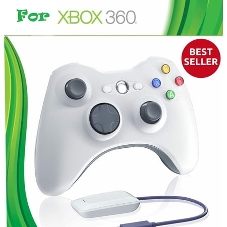 Xbox 360 Wireless Controller, 2.4G Wireless Remote Controller Gamepad with Vibration for Xbox 360 & PC Windows (White)