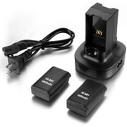 For Xbox 360 Wireless Controller 2 Pack 4800mAh Rechargeable Battery Kit with Dual Charging Station Dock Charger Stand Base Not for Xbox one Controller