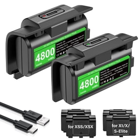 Rechargeable Xbox Controller Battery Pack – 2*4800mAh Long-Lasting Battery with 4 Back Covers, Compatible with Xbox one/Xbox One S/Xbox One X/Xbox One Elite/Xbox Series X|S Grips,Xbox Accessories