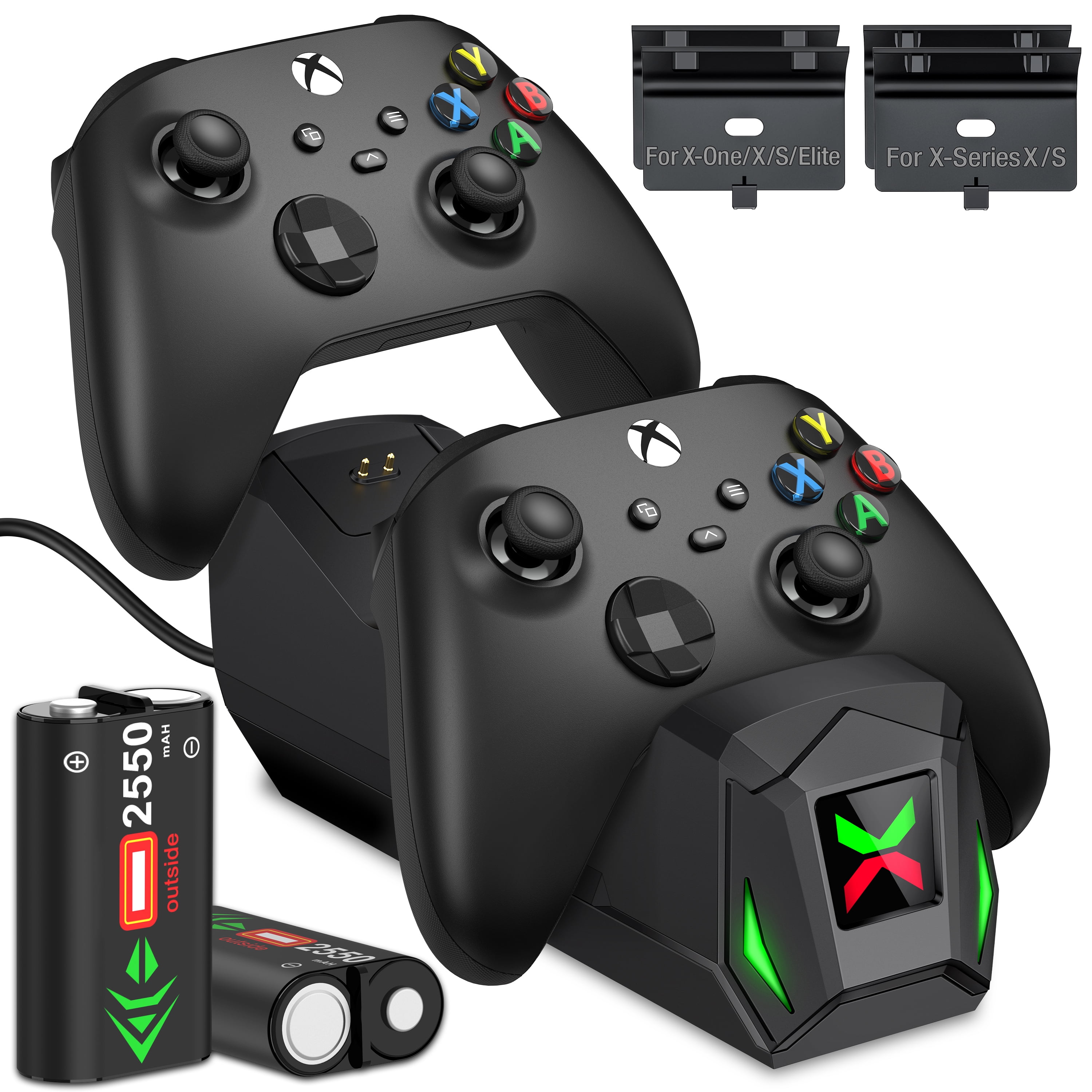 Xbox Controller Charger,Dual Charging Station with 2x2550mAh Rechargeable Battery Packs for Xbox