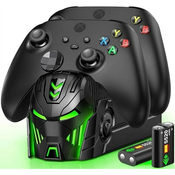 Daenfyy Xbox Controller Charger Station with 2x5520mWh Rechargeable Battery for Xbox One/Xbox Series X/S Controller,Charging Dock for Xbox One Controller Battery Pack with 4 Covers-Xbox Accessories