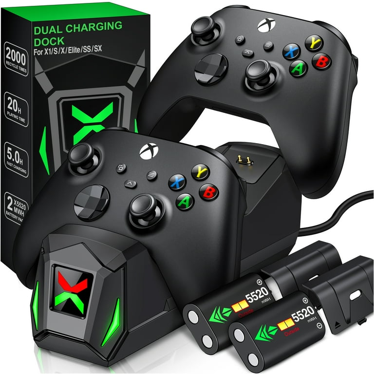 Xbox Controller Charger Station Beboncool Charging Dock with 2 x5220mWh 2550mAh Rechargeable Battery Pack for Xbox Series S Xbox One X One S Xbox Elite Xbox Series X Controller Black Walmart