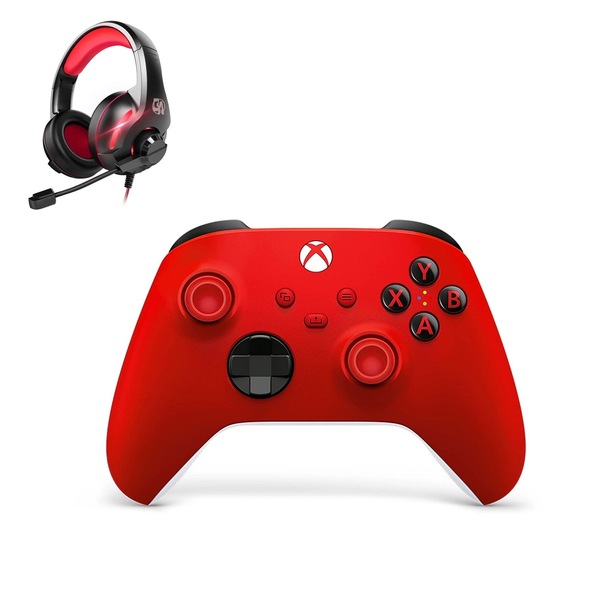 Pre Owned Xbox Core Wireless Controller Pulse Red for Xbox Series X S Xbox One PC Android iOS Premium Black Red Gaming Headset BOLT AXTION Bundle Walmart