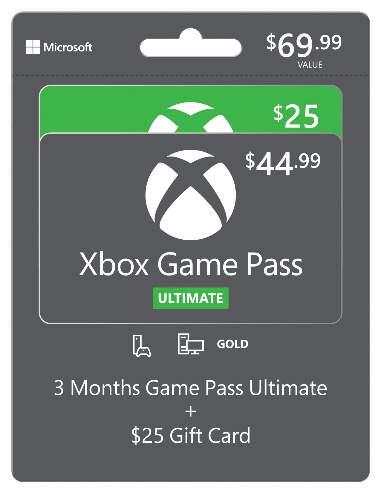 Xbox Gamepass Ultimate Multipack, 3 Months Game Pass Ultimate + $25 Gift  Card