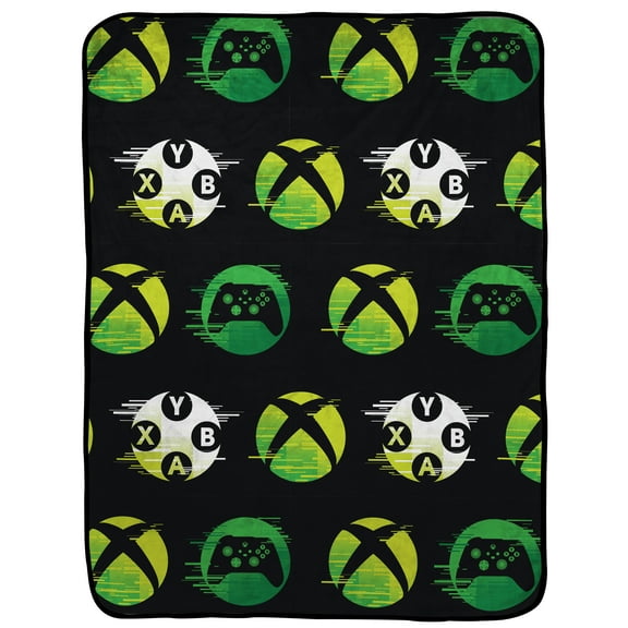 Xbox Head Glow In The Dark Kids Throw Blanket, 46 x 60, Microfiber, Black, Microsoft