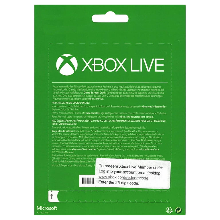 Xbox LIVE 12 Month Gold Card for Xbox One 360 Foreign Physical Card Walmart