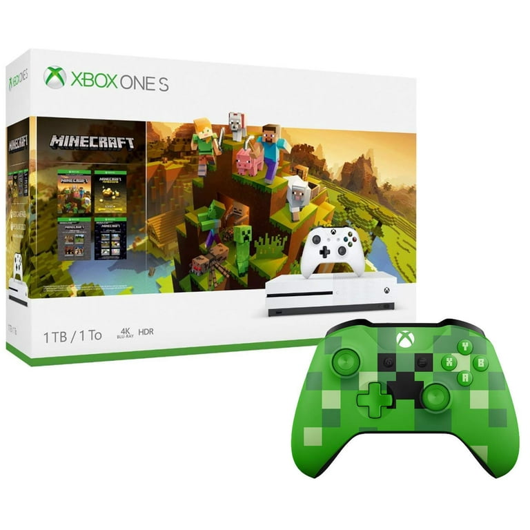 Xbox One Minecraft Creators Creeper Bundle: Xbox One S 1TB Minecraft Creators Console, White Wireless Controller with Extra Minecraft Creeper Wireless - Walmart.com