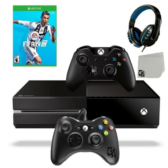 Pre-Owned Xbox One Original 500GB Gaming Console Black with 2 Controllers and FIFA-19 Game