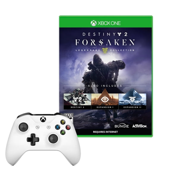 Xbox One S Controller in White with Destiny 2: Forsaken Game