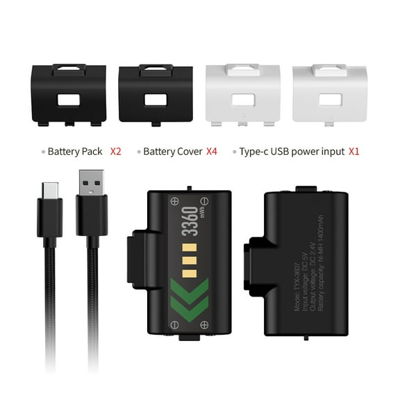 Xbox Power Kit Plus for Xbox Series X/S/One - Rechargeable Battery Kit 3360mWh Xbox Accessories - Power Charger Battery Pack