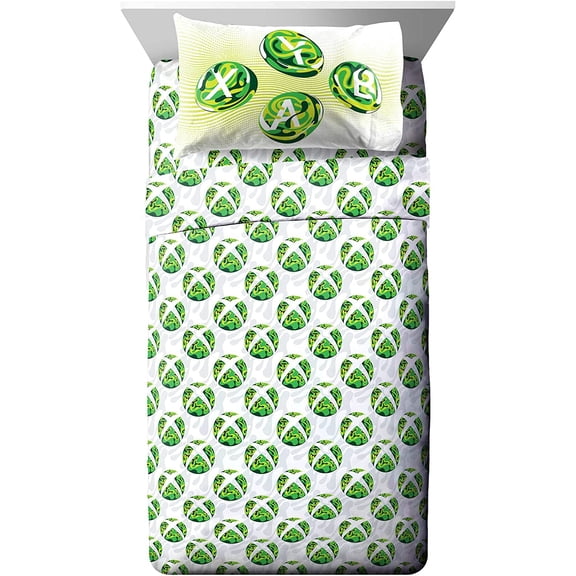 Xbox Power Your Dreams Green 4 Piece Full Sheet Set, 100% Microfiber