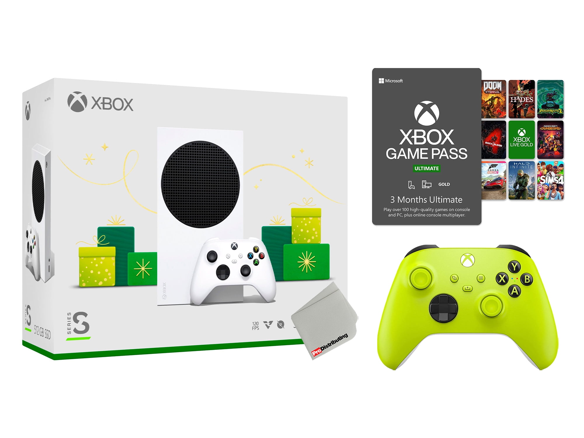 Xbox Series S 512GB All-Digital Holiday Bundle Console with Extra Robot  White Controller and Game Pass Ultimate: 3 Month Membership 