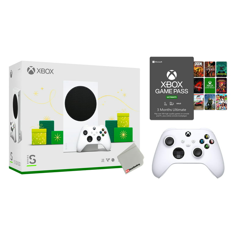 Xbox Series S 512GB All-Digital Holiday Bundle Console with Extra Robot  White Controller and Game Pass Ultimate: 3 Month Membership 