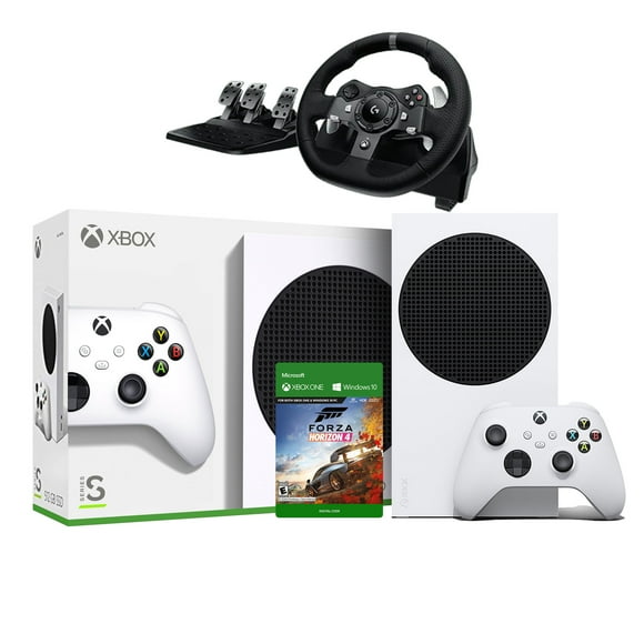 Xbox Series S All Digital 512GB SSD Gaming Console with Logitech G920 Racing Wheel Set & Forza Horizon 4