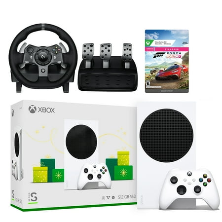 Xbox Series S All Digital 512GB SSD Gaming Console with Logitech G920 Racing Wheel Set & Forza Horizon 5