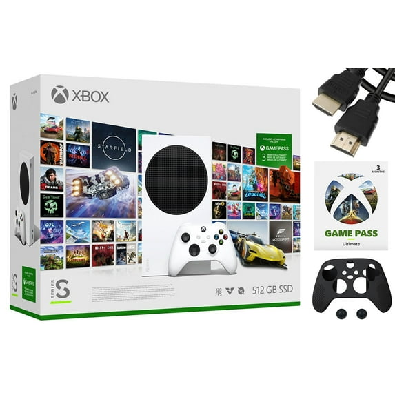Xbox Series S – Starter Bundle - Includes hundreds of games with Game Pass Ultimate 3 Month Membership - 512GB SSD All-Digital Gaming Console + Tigology Accessories