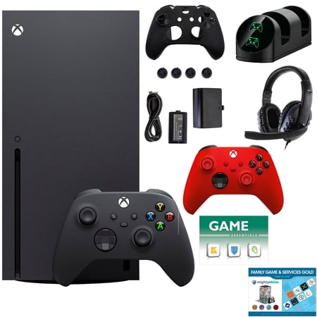 Xbox Series X 1TB Console with Extra Red Controller Accessories Kit and 2 Vouchers
