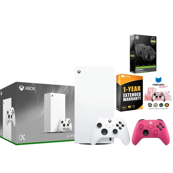 Xbox Series X 1TB Digital Console with Extra Controller, Charge Dock, MightySkins Code and 1 Year Warranty - Deep Pink