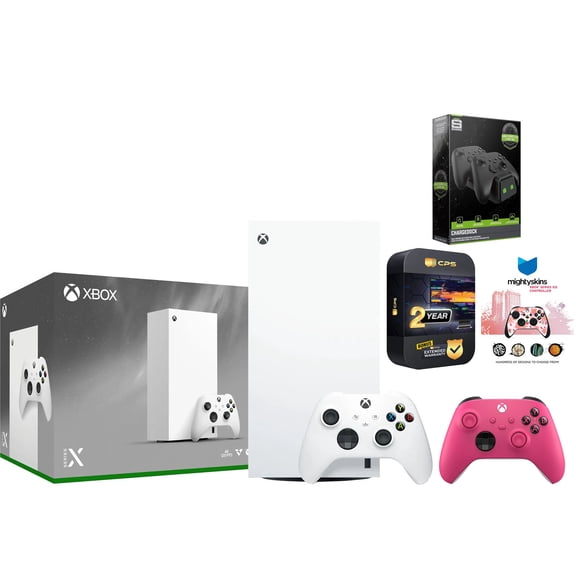 Xbox Series X 1TB Digital Console with Extra Controller, Charge Dock, MightySkins Code and 2 Year Warranty - Deep Pink