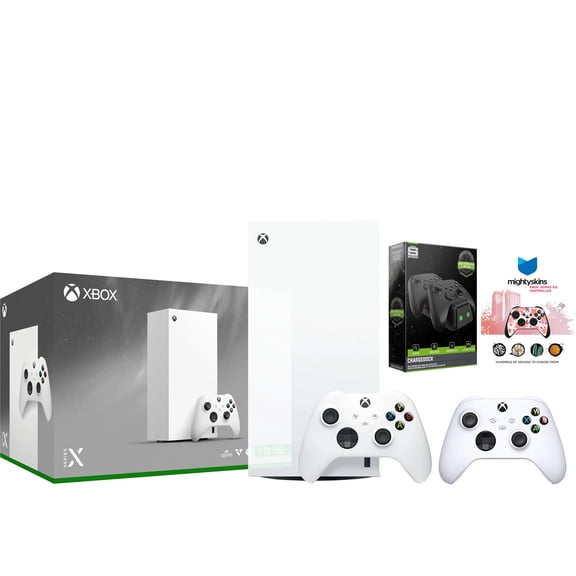 Xbox Series X 1TB Digital Console with Extra Controller, Charge Dock and MightySkins Code Bundle - Robot White