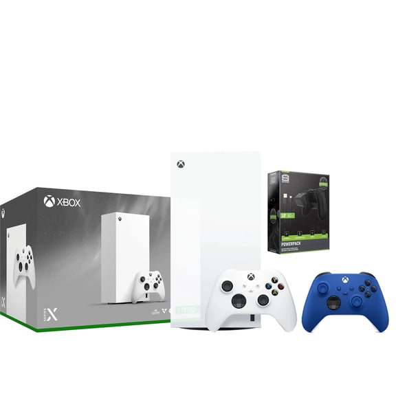 Xbox Series X 1TB Digital Console with Extra Controller and Battery Pack Bundle - Shock Blue