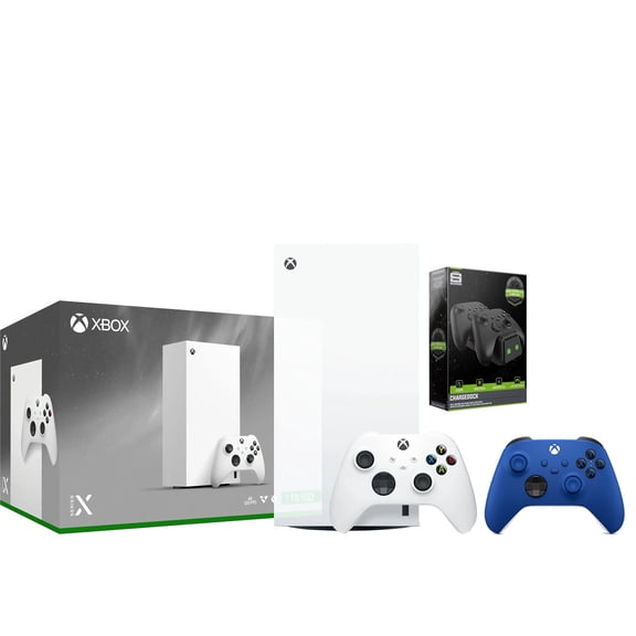 Xbox Series X 1TB Digital Console with Extra Controller and Charge Dock Bundle - Shock Blue