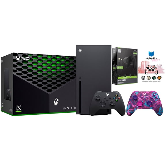 Xbox Series X 1TB Disc Console with Extra Controller, Battery Pack and MightySkins Code Bundle - Heart Breaker