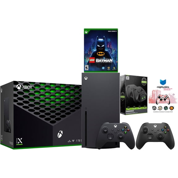 Xbox Series X 1TB Disc Console with Extra Controller, Charge Dock and MightySkins Code Bundle - Carbon Black