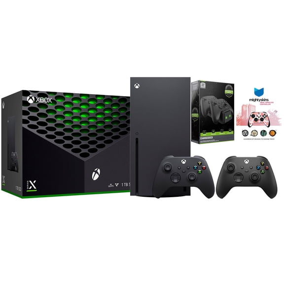 Xbox Series X 1TB Disc Console with Extra Controller, Charge Dock and MightySkins Code Bundle - Carbon Black