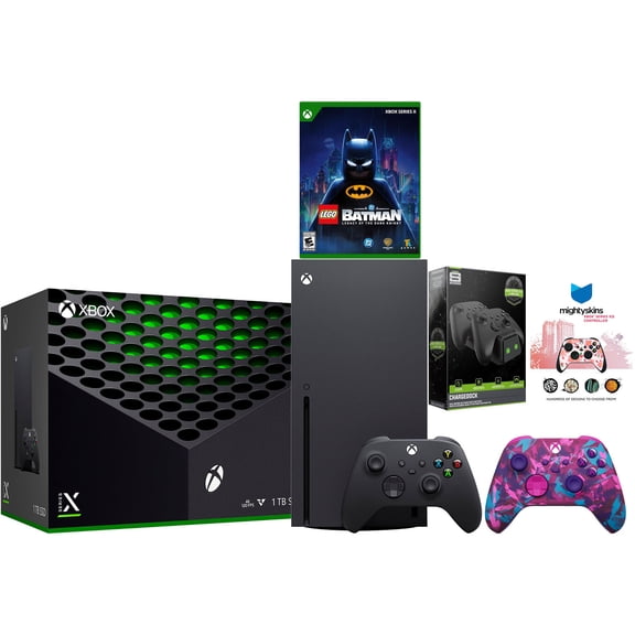Xbox Series X 1TB Disc Console with Extra Controller, Charge Dock and MightySkins Code Bundle - Heart Breaker