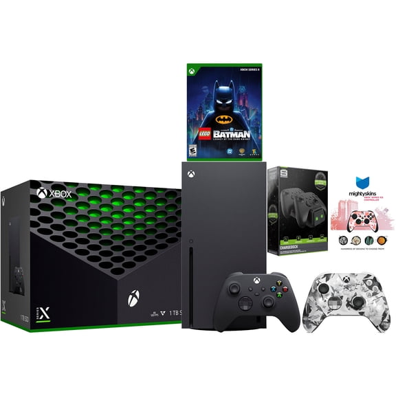 Xbox Series X 1TB Disc Console with Extra Controller, Charge Dock and MightySkins Code Bundle - Storm Breaker
