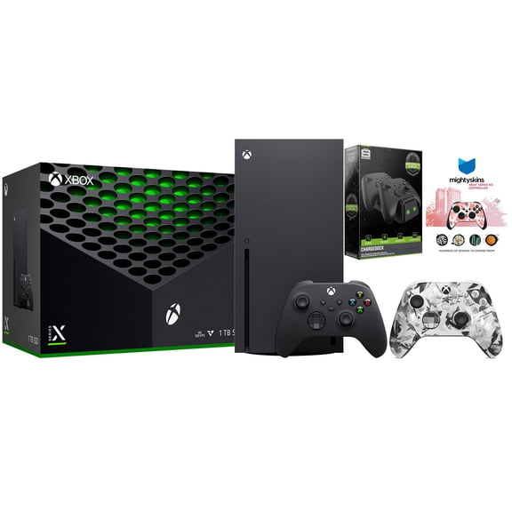 Xbox Series X 1TB Disc Console with Extra Controller, Charge Dock and MightySkins Code Bundle - Storm Breaker