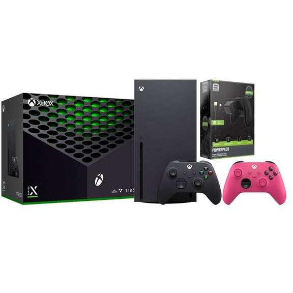 Xbox Series X 1TB Disc Console with Extra Controller and Battery Pack Bundle - Deep Pink