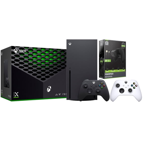 Xbox Series X 1TB Disc Console with Extra Controller and Battery Pack Bundle - Robot White