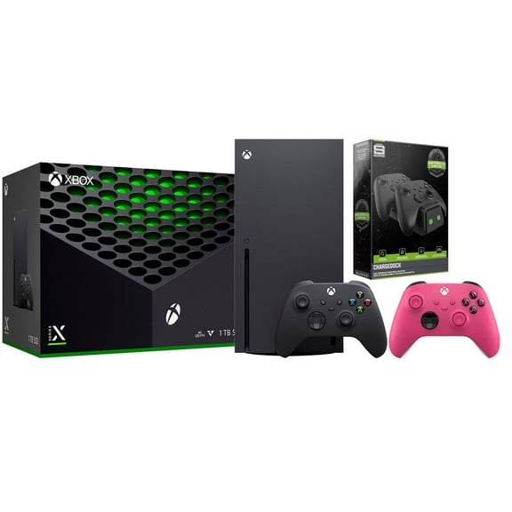 Xbox Series X 1TB Disc Console with Extra Controller and Charge Dock Bundle - Deep Pink