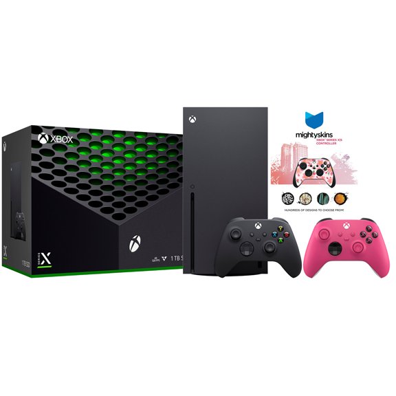 Xbox Series X 1TB Disc Console with Extra Controller and MightySkins Code Bundle - Deep Pink