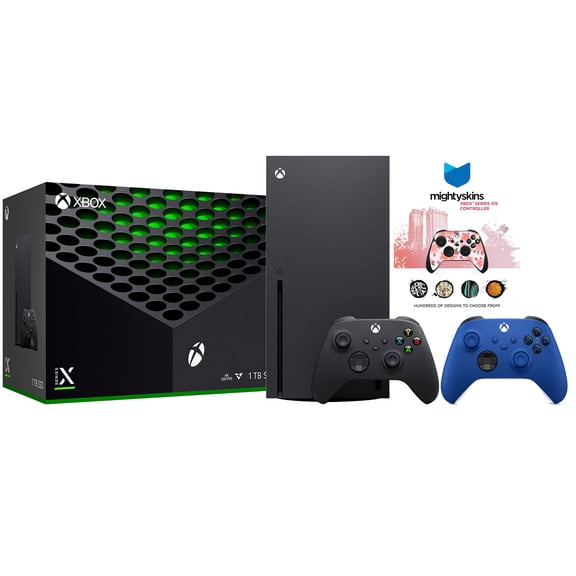 Xbox Series X 1TB Disc Console with Extra Controller and MightySkins Code Bundle - Shock Blue