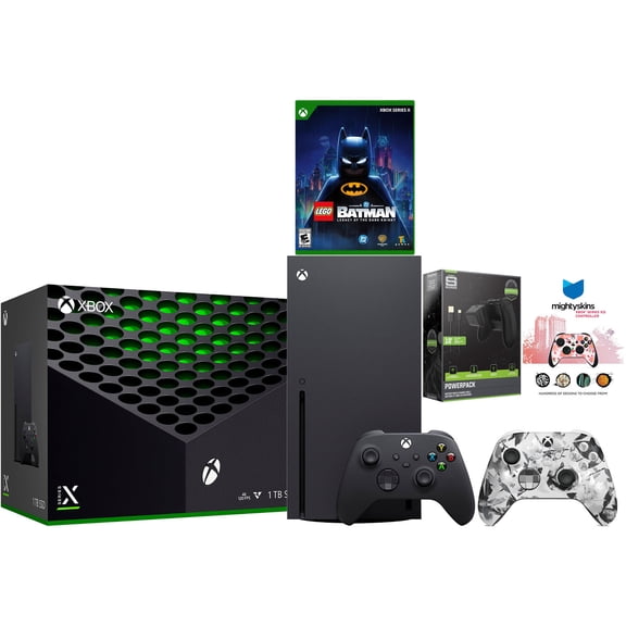 Xbox Series X 1TB Disc Console with LEGO Batman, Extra Controller, Battery Pack and MightySkins Code Bundle - Storm Breaker