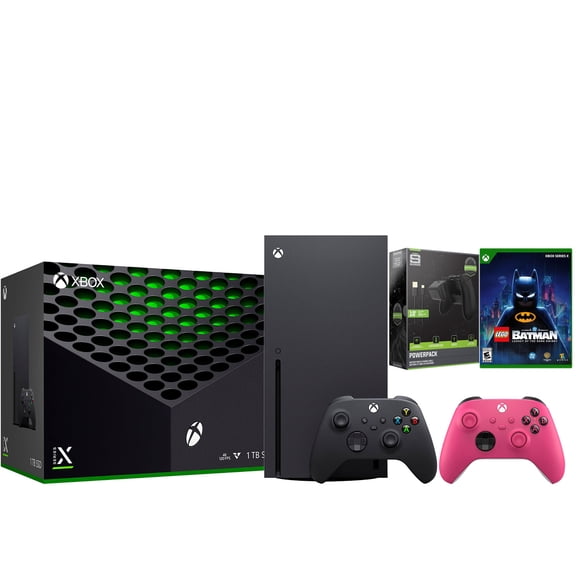 Xbox Series X 1TB Disc Console with LEGO Batman, Extra Controller and Battery Pack Bundle - Deep Pink