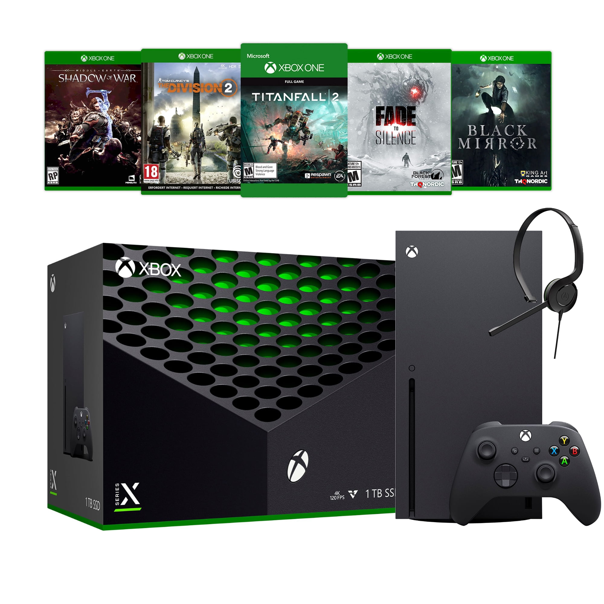 Xbox X Console Bundle - Flagship Xbox 1TB SSD Black Gaming Console and Wireless Controller with Five Games and Xbox Chat Headset - Walmart.com
