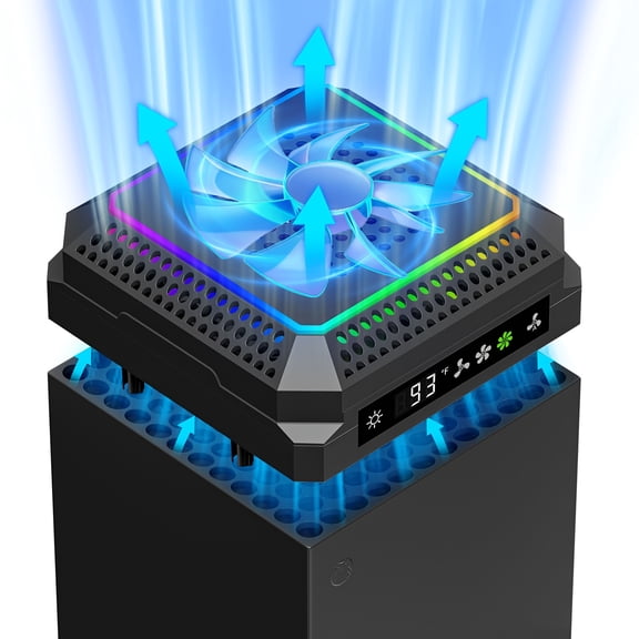 Xbox Series X Cooling Fan with LED Display, RGB Top Cooler with USB Ports, Black