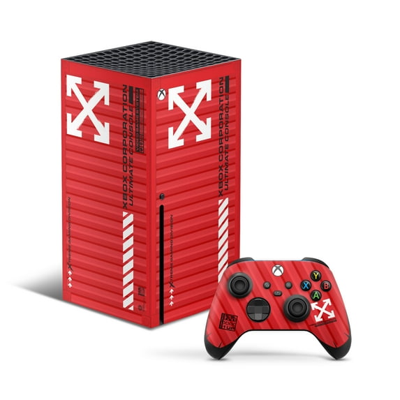 Xbox Series X Full Console and Controller Skin Decal - Easy-to-install - Gaming Corp Container Design Red Version