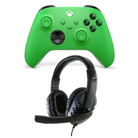 Xbox USB-C Video Game Pads with One Xbox Series X/S Controller Wired Headset for Xbox & Windows, Green