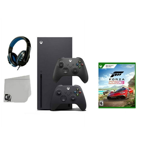 Pre-Owned Xbox Series X Video Game Console Black with Forza Horizon 5 BOLT AXTION Bundle with 2 Controller Used