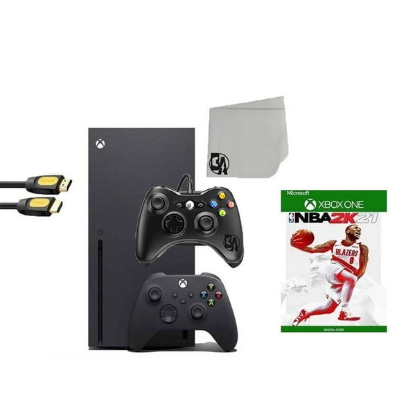 Pre-Owned Xbox Series X Video Game Console Black with NBA 2K21 BOLT AXTION Bundle with 2 Controller Used